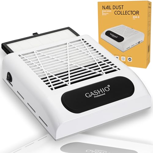 GASHIO® Staubabsaugung für nägel - Absaugung nägel - Effizient Nagelstaubsauger - Professional Nagelsauger - Absauger für gelnägel - Nail Dust Collector - Staubsammler mit HEPA Filter 80W Weiß