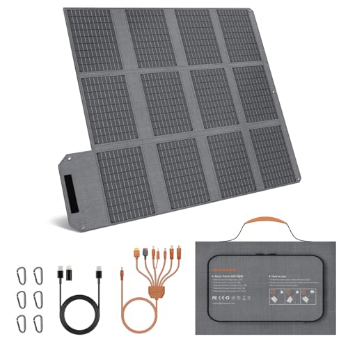 120W Tragbares Solarpanel, 19V faltbares Solarladegerät mit USB C, USB A und DC Ausgängen, IP65 Wasser- und staubdicht, für tragbare Power Station, iPhone, iPad, Camping, Wandern, Outdoor-Reisen