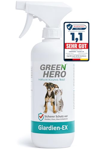 Green Hero Giardien EX Desinfektionsmittel Spray für Hund & Katze 500ml | Hochwirksam gegen Giardien, Bakterien, Viren & Pilzen | Dermatologisch getestet zur Desinfektion von Tieren und Umgebung