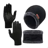 Mütze Schal Handschuhe Set Herren, Mütze Schal Handschuhe Set , Mütze, Handschuh-Sets für Männer und Frauen Schal, Wintermütze, Touchscreen Handschuhe Schal Wärmer Mütze 3 in 1 Set, Wintermütze Herren