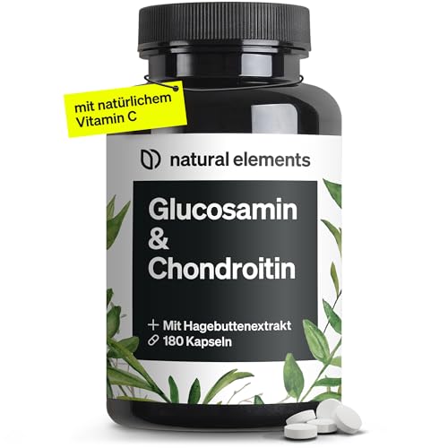 Glucosamin & Chondroitin – 180 Kapseln mit Vitamin C – trägt zu einer normalen Kollagenbildung bei – hochdosiert, ohne unnötige Zusätze – in Deutschland produziert & laborgeprüft