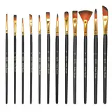 12 Stück Pinselset,Premium Nylon Acrylfarben Pinsel,Künstler Acryl Bürste,Malerei Ölfarben Brush Set fur Acrylfarben,Öle und Gouache (Schwarz)