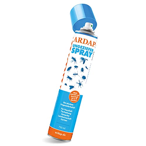 ARDAP Ungezieferspray mit Sofort- & Langzeitwirkung 750ml - Insektenspray zur Bekämpfung von akutem Ungeziefer- & Insektenbefall wie Milben, Bettwanzen & Fliegen - Bis zu 6 Wochen wirksamer Schutz