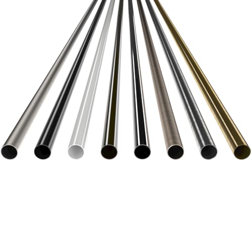 MDEKOR Rohr Stahlrohr 180 cm in Edelstahl-Optik aus Metall für Gardinenstange Vorhangstange Ø 16 mm Metall-Rohr