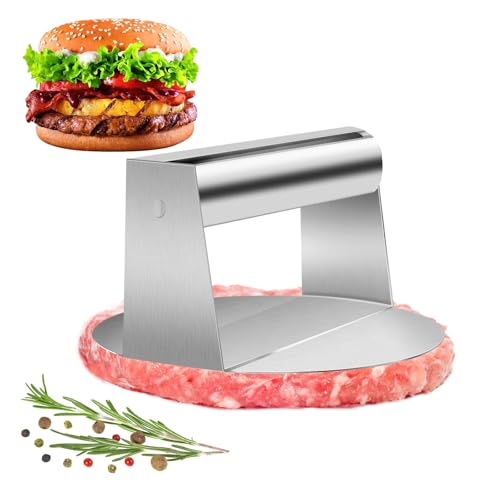 MXTIMWAN Burgerpresse Edelstahl, 5,5 Zoll Smasher Hamburger Round Edelstahl Smash Burger Pattie Press, Burger Presse Grillpresse Round für Leckere Hamburger, Patties, BBQ