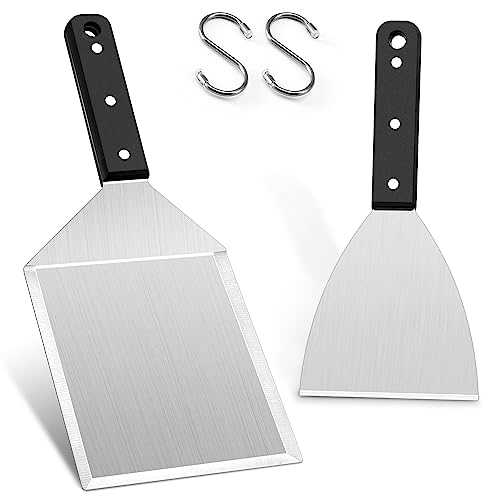 HaWare Grillspachtel Set, Edelstahl Plancha Spachtel 2er Set für Smash Burger, Grillspachtel Grillwender für Gasgrill, Feuerplatte und Teppanyaki, Grill Geschenke für Männer - Spülmaschinenfest