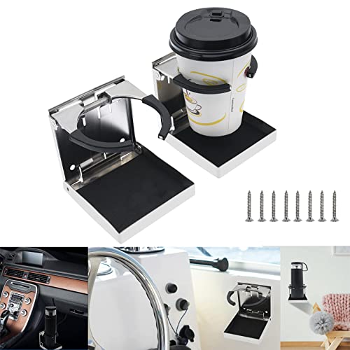 Geloo 2 Stk Edelstahl verstellbare Klappe Tasse Trinkhalter Marine Boot LKW RV Set Boot Zubehör