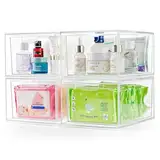 Winter Shore Acryl Organizer Schubladen (2er-Pack) - Schubladenbox Kunststoff - Make-up & Bad Organizer Schubladen - Ausziehbare Acryl Box mit Schubladen - Stapelbare Schubladenboxen für Kosmetik