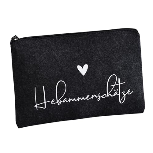 Filztasche Dankeschön für die Hebamme | Hebammenschätze | Dunkelgrau meliert