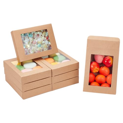 NBEADS 24 Stück 14.5x10.5x2.5cm Geschenkbox Mit Fenster, Kamel Falten Sie Papierboxen Schmuck Box Plätzchenboxen Bäckerei Boxen Kraft Treat Boxen Für Party Macaron Schmuckverpackungen