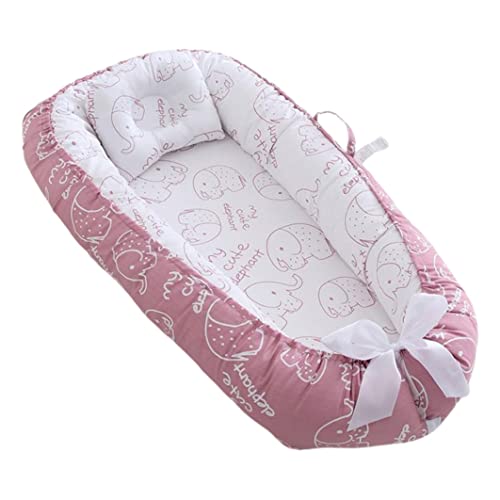 SHITOOMFE Baby Sleep Liege Liege Babykissen Liege weiche Baumwolle tragbare Schlafkapsel mit Kissen tragbar abnehmbar und waschbares Bett für Neugeborene Bett Crib + Kissensty