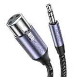 MOSWAG XLR auf klinke 3,5mm Mikrofonkabel, 3.5mm TRS zu XLR weibliches 3 Pin Mikrofonkabel kompatibel mit Lautsprecher, Mikrofon (1M)