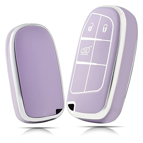 OFFCURVE Autoschlüssel Hülle Schlüsselhülle, Schlüsselcover Schlüsselgehäuse 3/4/5 Tasten Passt für Jeep Grand Cherokee Renegade Compass Chrysler Dodge Journey Dart Challenger Charger Ram FIAT 500X