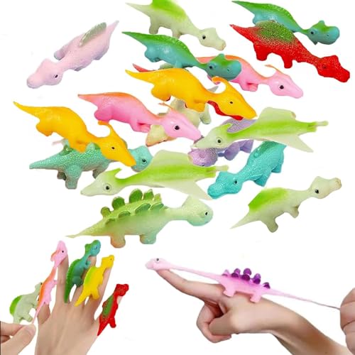 6 Stück Schleuder Dinosaurier Slingshot Dinosaur Finger Toys, Schleuder-Dinosaurier-Finger Spielzeug Dinosaurier Spielzeug, Slingshot Dinosaurier Lustige Fliegende Dinosaurier Schleuder Spielzeug