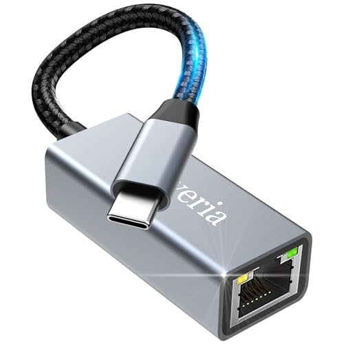 USB C auf Ethernet Adapter, Oliveria USB C zu RJ45 Gigabit Ethernet LAN Netzwerkadapter für iPhone 15 Pro, iPad Pro/Air, MacBook Pro/MacBook Air M1 M2, Galaxy S23, Surface Book, Dell XPS usw.