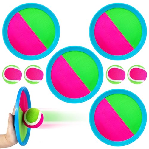 GAROMIA Klettballspiel für Kinder Set Klettball Spiel Spielzeug Werfen Klettspiel Outdoor Spielzeug Klettballspiel für Kinder ab 3 4 5 6 7 Jahre Garten Strandspiele