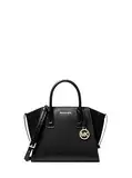 Michael Kors Avril Small Logo and Leather Satchel Black, Schwarzes Wildleder, Small