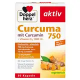 Doppelherz Curcuma 750 mit Curcumin + Vitamin D3 1000 I.E. - Vitamin D unterstützt die normale Funktion des Immunsystems - 30 vegetarische Kapseln