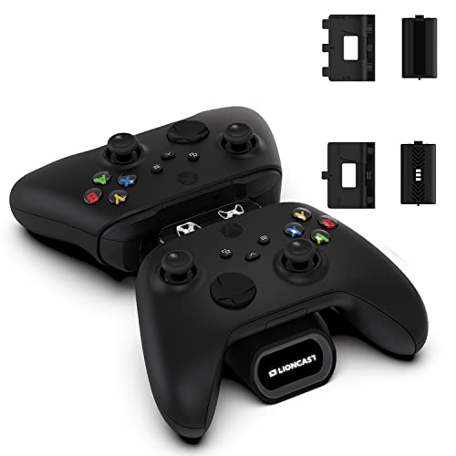 Lioncast Xbox Controller Ladestation mit wiederaufladbarem Akku (1200mAh) für Xbox One/Xbox Series X/S, Xbox Ladestation/Docking Station, Akku Ladestation mit LED-Anzeige, Xbox Controller Akku