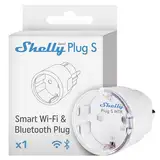 Shelly Plug S MTR Gen3 Weiß, Matter-zertifizierte intelligente Steckdose mit Stromüberwachung und mehrfarbiger LED-Anzeige, iOS Android APP-Fernbedienung, Google Home und Alexa-Zubehör, Timer