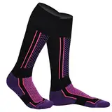 Sport Ski-Socken Ski-Thermalsocken Winter Sport warm langer professioneller Anti-Odor für Outdoor Skifahren Running Cycling Frauen lila lila