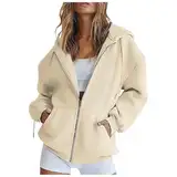 KJameas Hoodie Damen Sweatjacke 2025 Kapuzenjacke Herbst Winter Lang Sweatshirt Kapuzenpullover Mit Kapuze Reißverschluss Mantel Oversize Pullover