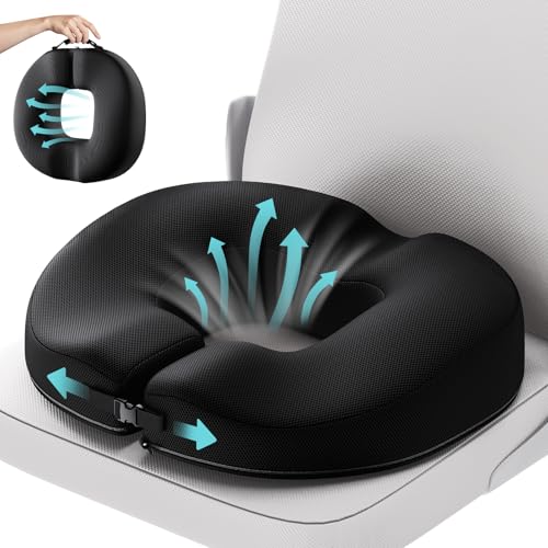 Benazcap Orthopädisches Sitzkissen, Donut-Kissen für Bürostühle, Autositz, Rollstuhl, Sitzkissen aus Memory-Schaum von Ergonomisch für Wunden, Ischias, Schwangerschaft, Nach der Geburt