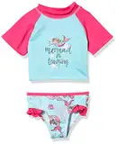 Wippette Baby-Mädchen Girls Two Piece with Ruffle Trim Rashguard-Set, Blauer Fisch, 12 Monate