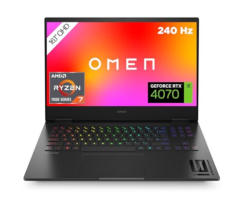 HP Omen Gaming Laptop | 16,1" QHD 240Hz Display | AMD Ryzen 7-7840HS | 32 GB DDR5 RAM | 1 TB SSD | NVIDIA GeForce RTX 4070 | Windows 11 Home | QWERTZ | schwarz