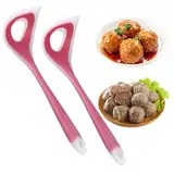 Meatball Maker Spoon, 2024 Aktualisierung 2 Stück Silikon Meatball Löffel, Fleischbällchen Maker Form mit langem Griff und Leckloch Küchenutensilien (Rot)