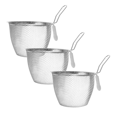 Anneome 3 Stück Besonders für Colander Lebensmittelsieb Ramen-Sieb feinmaschiges Sieb Siebe feinmaschig küchensieb feines netz Pasta-Siebkorb Edelstahlsieb Fettsieb Rostfreier Stahl Silver