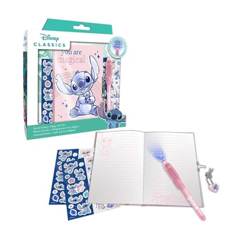 Stitch Tagebuch Set mit Schloss und Zauberstift, Disney