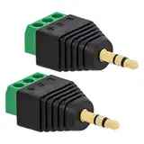 2X Klinken Stecker 3,5 mm Adapter > Terminal Block 3-Pin Schraub Klemmen Vergoldet