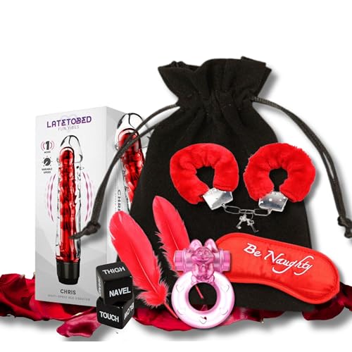 Super Sexy Anfängerset Sex Toyset für Paare Set Erotik Erotische Box Paarzeit Geschenkbox Sexspielzeug für Paare 8 Teile Überraschungspaket SEXY WOCHENENDE Paar Vibrator Penisring Handschellen Federn