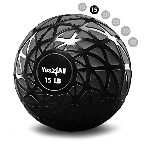 Yes4All A9Q1 Dynamische Slam Balls (Schwarz, Blau, Teal, Orange & Glänzend) 4.5kg - 18.1kg für Kraft, Power und Training - Slam Medizinball, B. Dynamisches Schwarz - 6.8kg