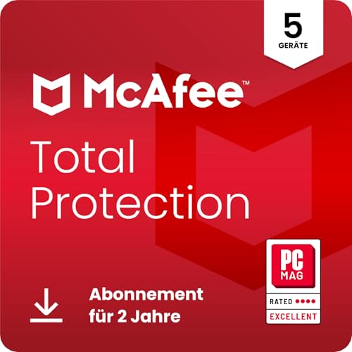 McAfee Total Protection (5 Geräte) 2025 | 2 Jahre | Secure VPN, Sicherheitssoftware mit Virenschutz,Kennwort-Manager, Identitätsüberwachung | Digitaler download