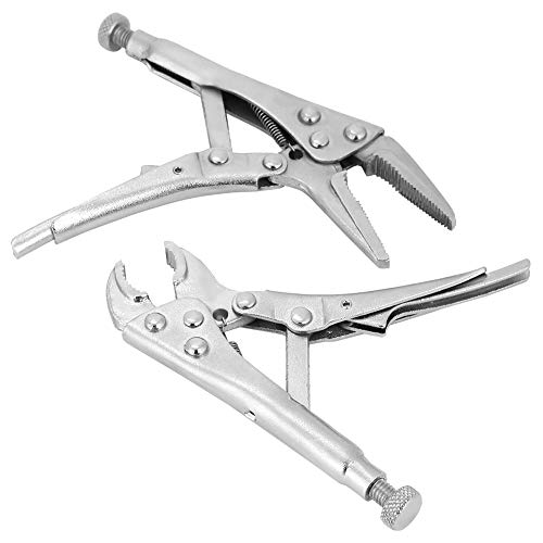 2pcs Gemahlene Mund Gerade Kieferverriegelungsklemme Verriegelungszange Set Handwerkzeuge für -Enthusiasten