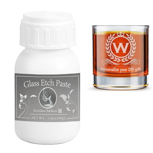 WAN2TLK Ätzpaste für Glas, 100 g Glas Ätzpaste DIY-Kunsthandwerksbedarf, um atemberaubende Designs auf Glasoberflächen zu erstellen (weiße Glass Etching Paste)