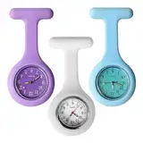 DHSBGWSX 3 Stück Krankenschwester-Taschenuhr, Krankenschwester-Brustuhr, Broschenuhr, Geeignet Für Medizinisches Pflegepersonal (Weiß, Hellviolett, Hellblau)