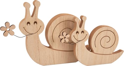 VBS Schnecken Sunny und Flower 2er-Set 15-19,5cm Holzdeko Figur Deko Dekofigur Holzdekoration