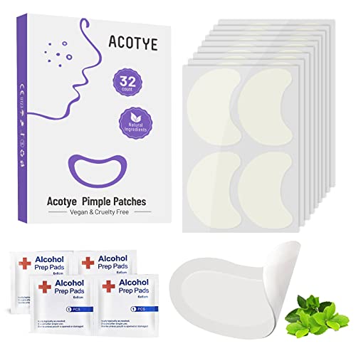 ACOTYE Pimple Patches 32 Stück Powerful Großes Pickel Patch mit Teebaumöl, Salicylsäure und Niacinamid, Schnelle Heilung für Große Zit Breakouts an Kinn, Wangen, Rücken