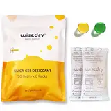 Wisedry 50 Gramm [6 PACKS] Silicagel Regenerierbar Beutel Kieselgel Trockenmittel mit Orangenperlen Feuchtigkeits indikator Luftentfeuchter zur Entfernung von Lufttrockner, Lebensmittelqualität