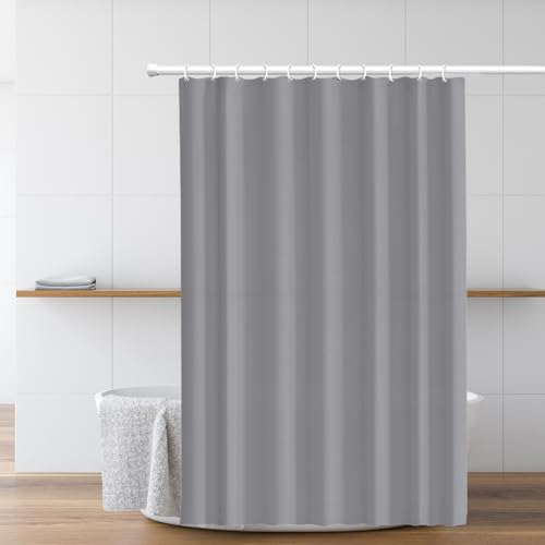Duschvorhang aus Kunststoff, PEVA, mit 12 rostfreien Ösen und 3 Magneten, wasserdicht, leicht, Badezimmervorhänge (grau)