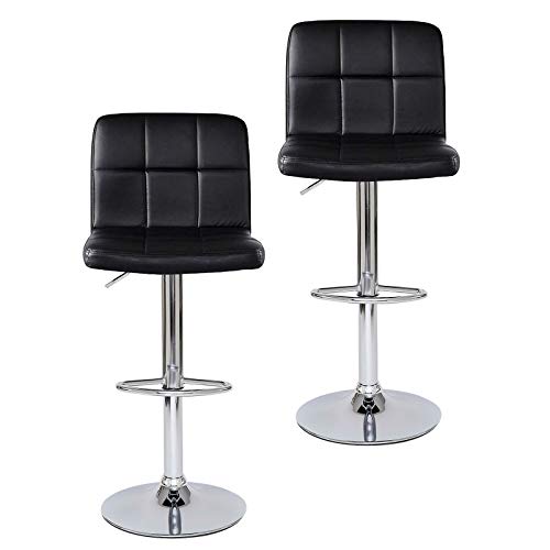 dibea Barhocker 2er-Set 360° drehbar, höhenverstellbarer Barstuhl belastbar bis 130kg, stabiler Standfuß mit Bodenschutz & Fußablage, schwarz Modell 2