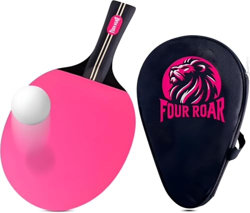 FourRoar | Tischtennisschläger Rosa Enthält einen Ball und eine Hülle | Tischtennisschlaeger Frauen Für Spieler Aller Leistungsstufen | Tischtennis Schläger Mit 7 Schichten