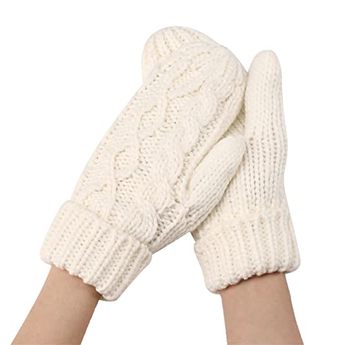 Winterhandschuhe für Damen, warmer Handschuh, winddicht, elastisch, schwarze Handschuhe, Skihandschuhe, Fäustlinge für Herren (Weiß, Einheitsgröße)