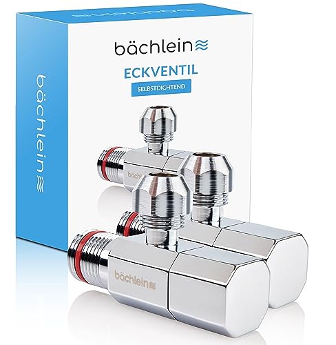 Bächlein Universal Eckventil selbstdichtend mit Schnellverschluss [2er Set], 1/2 Zoll, öffnet und schließt mit nur 1/4 Umdrehung [Quarter Turn]