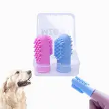 2 Stück Hund Finger Zahnbürste Silikon Haustier Finger Zahnbürste für Hunde Katzen, Hunde Zähne Plaque Hund Zahnpflege mit Aufbewahrungsbox, einfache Reinigung der Zähne (Rosa Blau, Einheitsgröße)