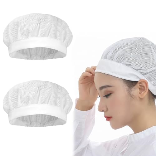 ZAMXHUG 3pcs Arbeitsmütze - Mesh Staubmütze Haarnetz Arbeitshut Unisex Kochmütze Herren Damen Arbeitskappe Atmungsaktiv Kopfhaube Waschbar Kochhaube Elastisch Staubhut für Restaurant Bäckerei Arbeit