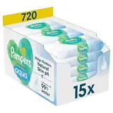 Pampers Harmonie Aqua Baby Feuchttücher Box, 720 Tücher (15 x 48), sanfter Hautschutz für zarte Haut mit 99% Wasser